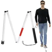 1X NEW Folding Blind Cane Walking Stick With Red Reflective Tape For The Blind