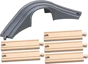 Colaxi Railway Bridge Model, Straight Wooden Tracks Expansion, Miniature Railway Scene Train Track Railway, Gray