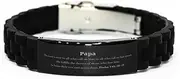[Generic] Black Glidelock Clasp Bracelet Papa Psalm 145: 18-19 Christian Engraved Jewelry Gifts for Fathers Day, Birthday, Christmas, and Retirement with Inspirational Quote, Small, Silver Plated Zinc, Cubic