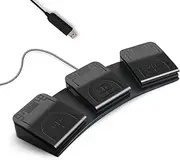 PCsensor USB Foot Pedal PC 3 Key Foot Pedal Customized Foot Switch Programmable Computer Keyboard Mouse for Video Game Control Office Work Sheet Music Page Turner Action Control HID (Photoelectric)