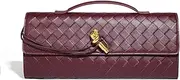 [Honikoo] Trendy Woven Evening Clutch Purses for Women Evening Bags Handbags PU Leather Purse with Removable Shoulder Strap Bag