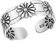 [AeraVida] Flower of Loyalty Daisy Arrangement .925 Sterling Silver Toe or Pinky Ring | Cute Toe Rings for Women Sterling Silver | Sterling Silver Adjustable Toe Ring | For Special Occasions, Metal