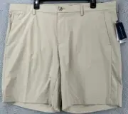 Perry Ellis Shorts Mens 40X8 Beige Nylon Blend Performance Tech Flat Front NEW
