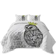 Cute Queen Owl Drawing Coverlet