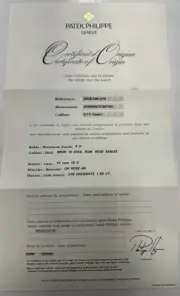 Patek Philippe Authentic Watch Certificate Of Origin Warranty 4908 30/R Patek 24