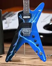 Axe Heaven Dean Dimebag Darrell from Hell Lightning Bolt Mini Guitar Model, 10-Inch, Wood, Metal, Blue