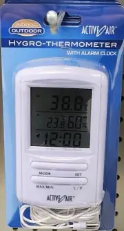 Active Air Hygro-thermometer with Alarm Clock New