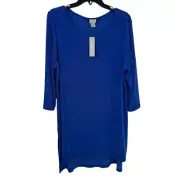 Chico's Travelers NEW Blue HiLo Tunic Stretchy 3/4 Sleeves Chicos Size 2 US12/14
