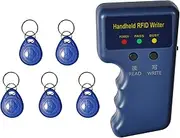 125KHz Proximity ID Duplicator for HID and AWID and Paradox Cards or keyfobs Handheld RFID Writer + 5 pcs Writable Key Fobs (01-5k)