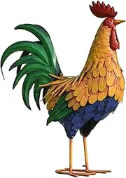 TERESA'S COLLECTIONS Large Metal Rooster Garden Statues Decor, 21 Inch Outdoor Chicken Sculpture Figurines Bird Yard Art for Farm Patio Lawn Kitchen Decorations,Housewarming Gift