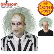 W741 Obnoxious Ghost Bald Cap Costume Wig Zombie Mad Scientist Evil Halloween