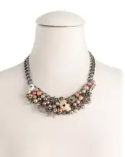 Betsey Johnson Halloween Statement Bib Necklace Charm Candy Skull Cat Bat NWT