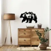 Deer Bear In The Forest Pine Tree Wall Art Metal Rustic Hanging Wall Decor