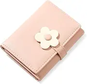 [TOZLU] Small Wallet for Women Girls Wallets Cute Flower Cash Pocket & Card Holder & Coin Purse Money Billfold PU Leather Fashion, Green, Cute Bifold Wallet for Women, Girls, Kids