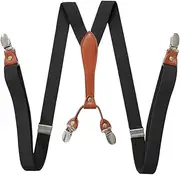[DUODCHQL] Mens Braces Trousers Braces 25mm Heavy Duty Elastic Mens Suspenders Braces with 4 strong clips Adjustable Y Style Braces for Valentine's Day Father's Day for Men Women Business Wedding Casual