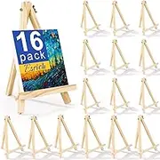 ESRICH 16 Pack 9 Inch Wood Easels, Easel Stand for Painting Canvases, Art and Crafts, Tripod, Painting Party Easel, Kids Student Tabletop Easels for Painting, Portable Canvas Photo Picture Sign Holder