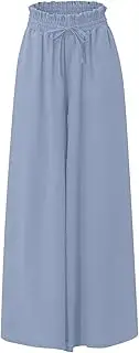 [Generic] Womens Summer Pants Lightweight Casual Women Wide Leg Pants Pant for Women Elastic Waist Wide Leg Pants with Pockets