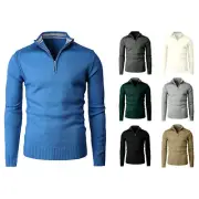 NEWMens Casual Slim Fit Pullover Sweaters Long Sleeve Knitted Fabric Zip Up Mock