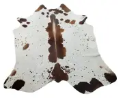 Cowhide Rug Speckled Brown White Black Salt Pepper Brazilian Real 6.6ft x 6.1ft