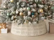 Wondershop by Target 26 inch Rope Tree Collar Christmas Tree Skirt White and Gol