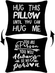 Long Distance Relationships Gifts Reversible Throw Pillow Covers Decor for Home Bedroom,18'' x 18'' Pillow case,Boyfriend Girlfriend Birthday Gifts,Gift Wife,Husband,Wedding Anniversary (Black-2)