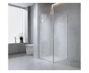 120x80cm Corner Frameless Shower Screen with Chrome Brackets and SS Hinges