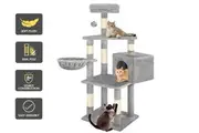 BEASTIE 130cm Cat Tree Scratcher Tower Cat Scratching Post Light Grey
