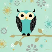 Oopsy Daisy Blue Owl on a Branch Steve Haskamp Canvas Wall Art, 21 by 21-Inch