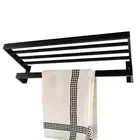 ACA 600MM Matt Black Double Towel Shelf Holder Rack Rail Square Stainless Steel