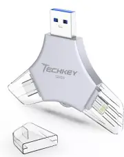 USB 3.0 Flash Drive 128GB for iPhone, 3in1 External Memory Photo Keeper Storage