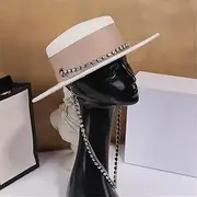 [Hcclijo] Girl Lady Metal Chain Fedoras Cap Women Formal Dinner Panama Hat