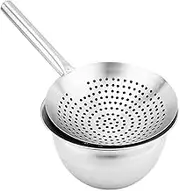 NAMOARLY 1Set Convenient Stainless Steel Oil Strainer Wear Resistant Mesh Spoon Oil Container for Home Cooking Frying and Professional Kitchens
