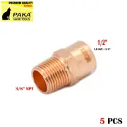 1/2" C x 3/8" Male NPT Threaded Copper Adapters ( 5 PCS )