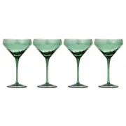 4pc Ladelle Flynn Coupe Glass Stemware Cocktail/Martini Drinkware 18cm Green