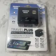 Sharper Image Travel Plug World Travel Adapter With Dual USB NEW NOS 2.1 AMPS