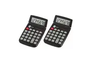 2PK Marbig Dual Solar Powered 8 Digit Pocket Handheld Calculator Office Black