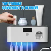 Toothbrush Holder UV Light Sterilizer Cleaner and Automatic Toothpaste Dispenser