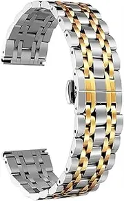 [KAVJU] 316L Stainless Steel Watch Band High End Replacement Watch Band 6 Color For Women Men Gold, Silver, Black, Rose Gold, Gold Ton