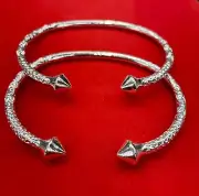 Pair Of Pyramid Head West Indian Sterling Silver Bangles-Big Size - Men & Women