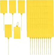 uxcell 60 Pcs Plastic Tags, Hanging Label Tags Blank Zip Ties Writable Waterproof Storage Key Signs for Labeling Shipping Marking Identification Inventory, 105x65mm, Yellow