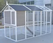 Grey XXL Chicken Coop Rabbit Guinea Pig Hutch Ferret Hen Cat Bird House
