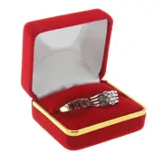Red Velvet Engagement Double Ring Box Display Jewelry Gift Box Gold Trim Style
