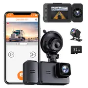 3 Channel Dash Cam Front And Rear With 32G Memory Card Built In WiFi