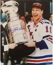 NHL New York Rangers Mark Messier Cup on Side Vertical Photograph, 8x10-Inch