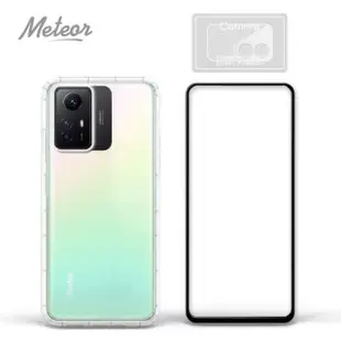 【Meteor】MI 紅米Note 12S 4G 手機保護超值3件組(透明空壓殼+鋼化膜+鏡頭貼)