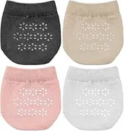 [Generic] Full Finger Socks 4 Pairs Toe Topper Liner Half Socks Seamless Women Girls Socks Cotton Toe Socks Non Skid Bottom No Show Liner Full Finger Socks