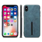 Denior For Apple iPhone X / XS Leather Case with Elastic Wallet Card Holder Slot Pocket Cover – Blue