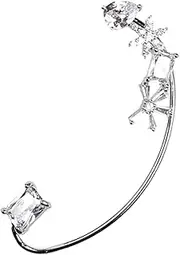 [MERRYHAPY] Zircon Snowflake Ear Cuff Stylish Women's Non-piercing Earrings Clip-on for All Occasions