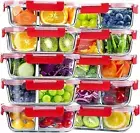 10 Pack Glass Meal Prep Containers 2 Compartment Set, 36OZ Airtight Glass Lunch