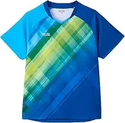 ヴィクタス(Victas) Victus 612501 Table Tennis Uniform, J.T.T.A (Japan Table Tennis Association) Certified Sweat-Absorbing Quick-Drying, Unisex, Gradation Check Game Shirt, Blue